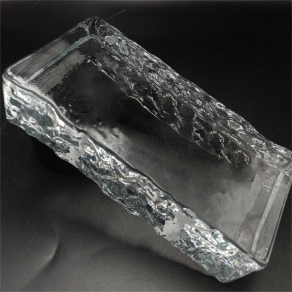 Glass Brick-Ice Crystal Pattern Hot Melt Brick Side Right Angle